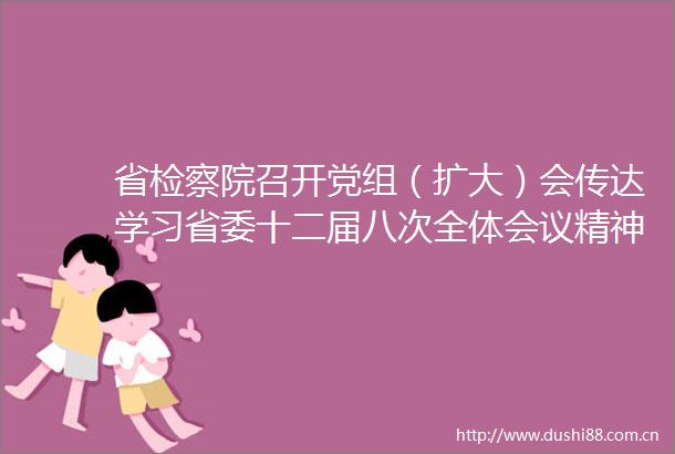 省检察院召开党组（扩大）会传达学习省委十二届八次全体会议精神