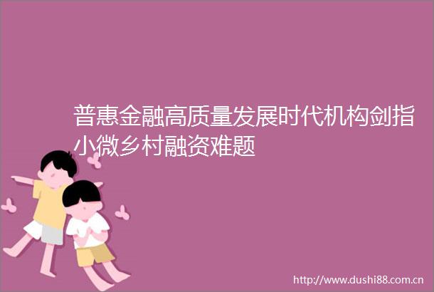 普惠金融高质量发展时代机构剑指小微乡村融资难题