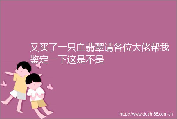 又买了一只血翡翠请各位大佬帮我鉴定一下这是不是