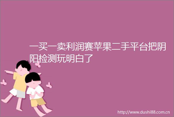 一买一卖利润赛苹果二手平台把阴阳检测玩明白了