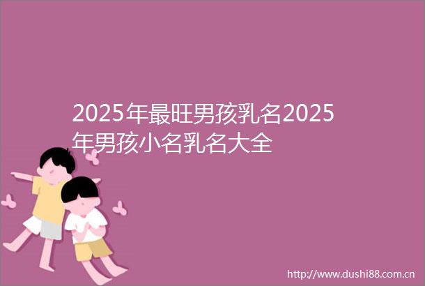 2025年最旺男孩乳名2025年男孩小名乳名大全