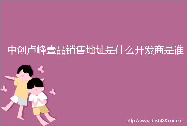 中创卢峰壹品销售地址是什么开发商是谁