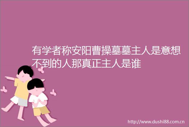 有学者称安阳曹操墓墓主人是意想不到的人那真正主人是谁