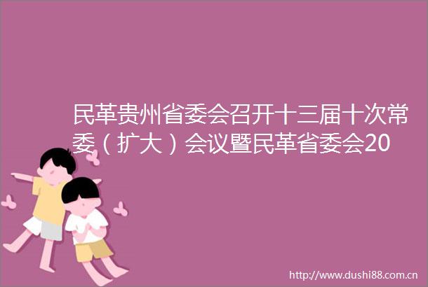 民革贵州省委会召开十三届十次常委（扩大）会议暨民革省委会2024年度理论学习中心组第一次学习会