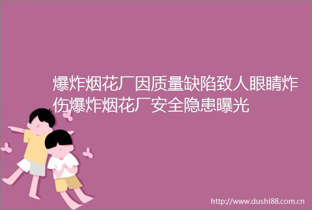 烟花厂因质量缺陷致人眼睛炸伤烟花厂安全隐患