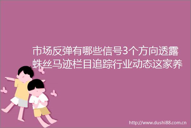 市场反弹有哪些信号3个方向透露蛛丝马迹栏目追踪行业动态这家养老辅助生殖焦点公司强势涨停