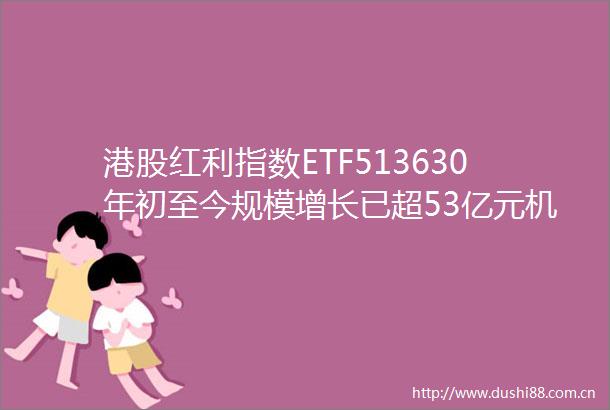 港股红利指数ETF513630年初至今规模增长已超53亿元机构预计险资有望持续增配红利股