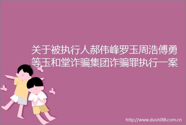 关于被执行人郝伟峰罗玉周浩傅勇等玉和堂诈集团诈罪执行一案退赔款发放的公告