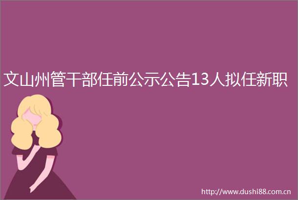 文山州管任前公示公告13人拟任新职