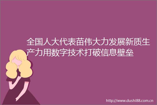 全国人大代表苗伟大力发展新质生产力用数字技术打破信息壁垒