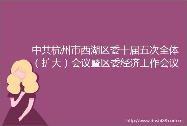 杭州市西湖区委十届五次全体（扩大）会议暨区委经济工作会议举行