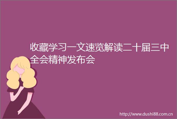 收藏学习一文速览解读二十届三中全会精神发布会