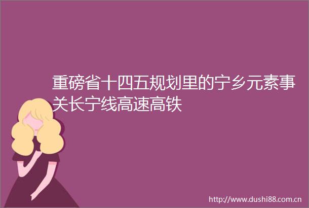 重磅省十四五规划里的宁乡元素事关长宁线高速高铁