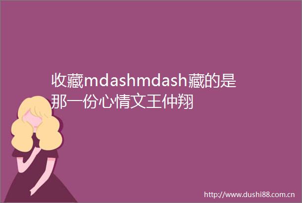 收藏mdashmdash藏的是那一份心情文王仲翔