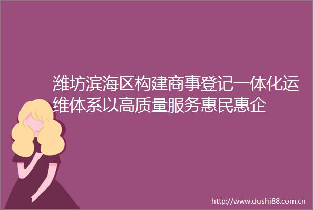 潍坊滨海区构建商事登记一体化运维体系以高质量服务惠民惠企