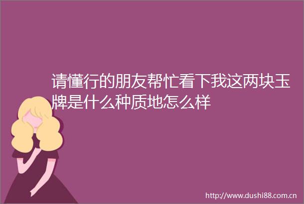 请懂行的朋友帮忙看下我这两块玉牌是什么种质地怎么样