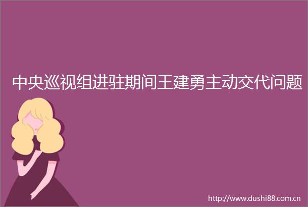 中央巡视组进驻期间王建勇主动交代问题