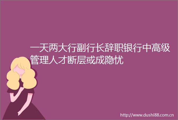 一天两大行副行长辞职银行中高级管理人才断层或成隐忧