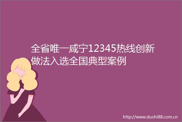 全省唯一咸宁12345热线创新做法入选全国典型案例