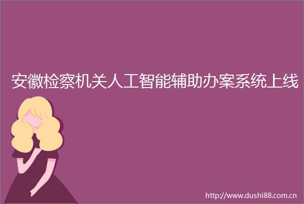安徽检察机关人工智能辅助办案系统上线