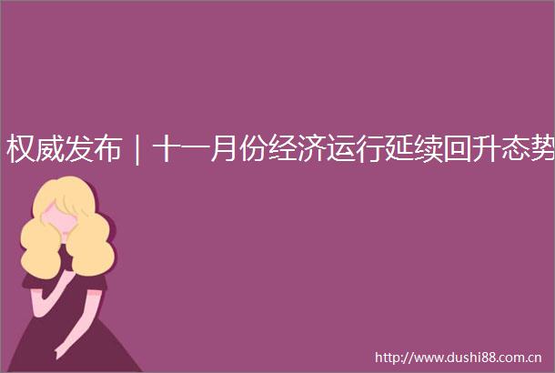 权威发布｜十一月份经济运行延续回升态势
