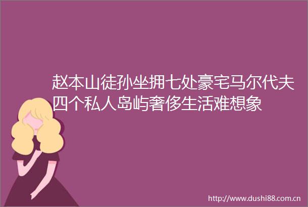 赵本山徒孙坐拥七处豪宅马尔代夫四个私人岛屿奢侈生活难想象