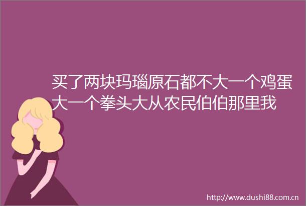 买了两块玛瑙原石都不大一个鸡蛋大一个拳头大从农民伯伯那里我