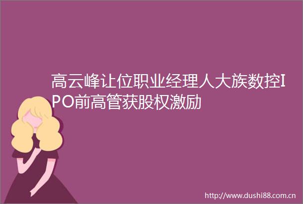 高云峰让位职业经理人大族数控IPO前高管获股权激励