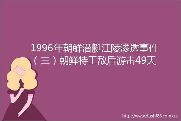 1996年朝鲜潜艇江陵渗透（三）朝鲜特工敌后游击49天