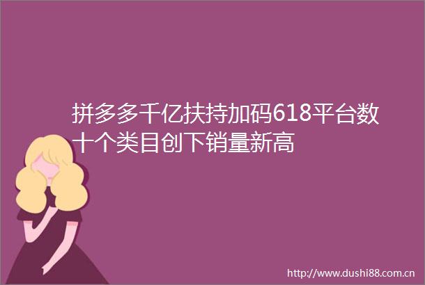 拼多多千亿扶持加码618平台数十个类目创下销量新高