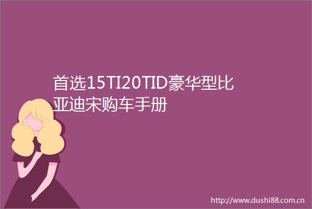 首选15TI20TID豪华型比亚迪宋购车手册