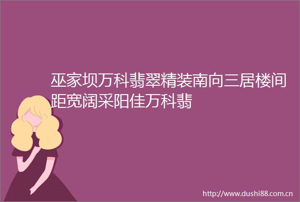巫家坝万科翡翠精装南向三居楼间距宽阔采阳佳万科翡