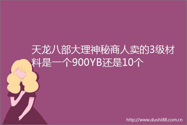 天龙八部大理神秘商人卖的3级材料是一个900YB还是10个