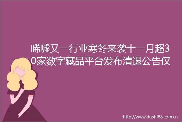 唏嘘又一行业寒冬来袭十一月超30家数字藏品平台发布清退公告仅有三家全额退款