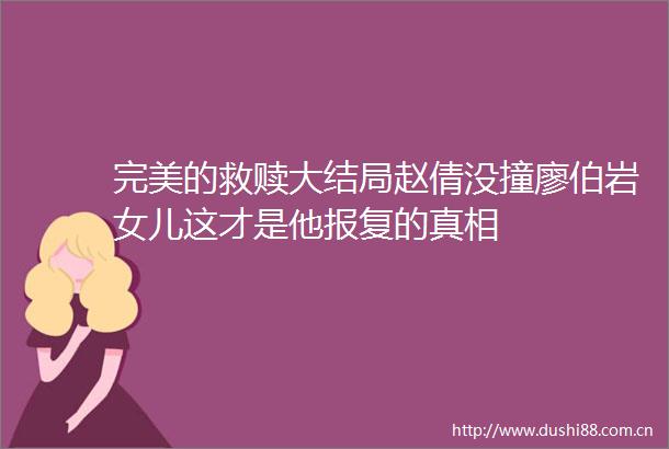 完美的救赎大结局赵倩没撞廖伯岩女儿这才是他的真相