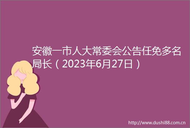 安徽一市人大常委会公告任免多名局长（2023年6月27日）