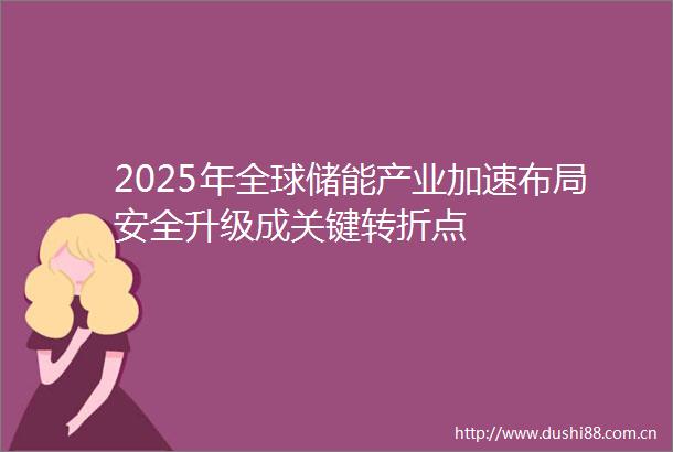 2025年全球储能产业加速布局安全升级成关键转折点