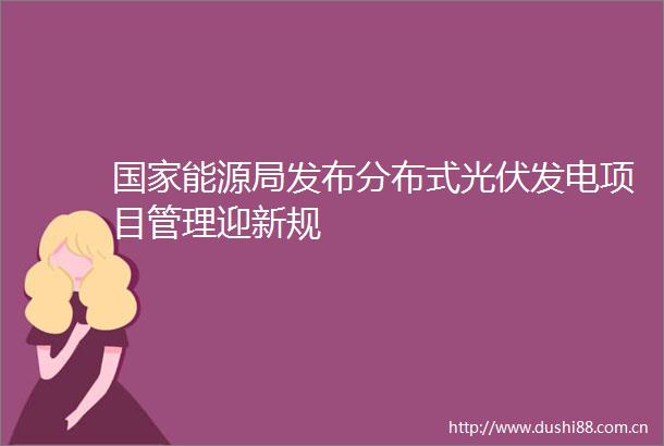 能源局发布分布式光伏发电项目管理迎新规