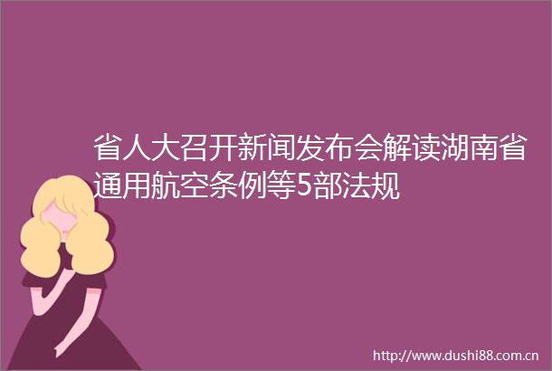 省人大召开新闻发布会解读湖南省通用航空条例等5部法规