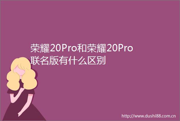 荣耀20Pro和荣耀20Pro联名版有什么区别