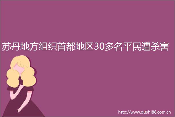 苏丹地方组织首都地区30多名平民遭杀害