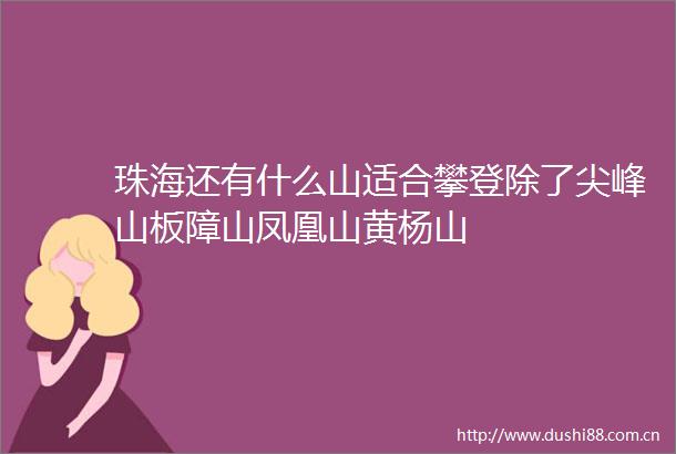 珠海还有什么山适合攀登除了尖峰山板障山凤凰山黄杨山