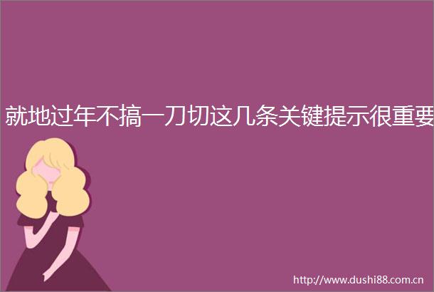 就地过年不搞一刀切这几条关键提示很重要