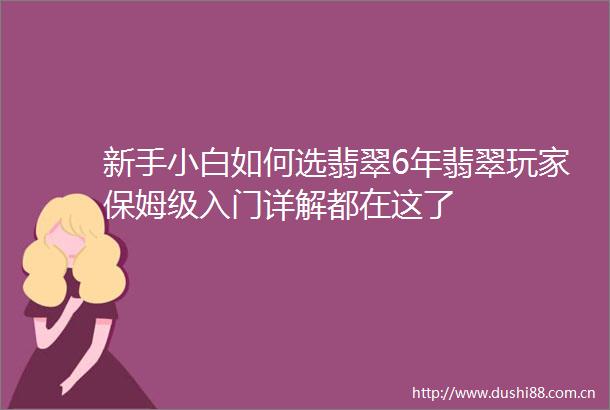 新手小白如何选翡翠6年翡翠玩家保姆级入门详解都在这了