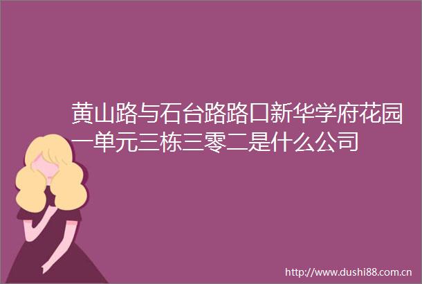 黄山路与石台路路口新华学府花园一单元三栋三零二是什么公司