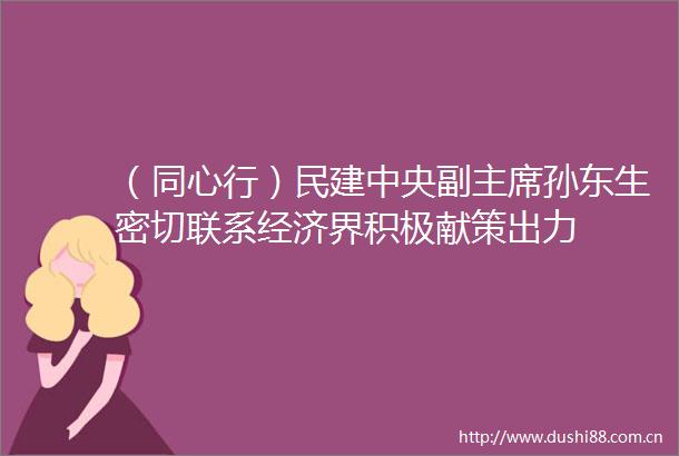 （同心行）民建中央副孙东生密切联系经济界积极献策出力