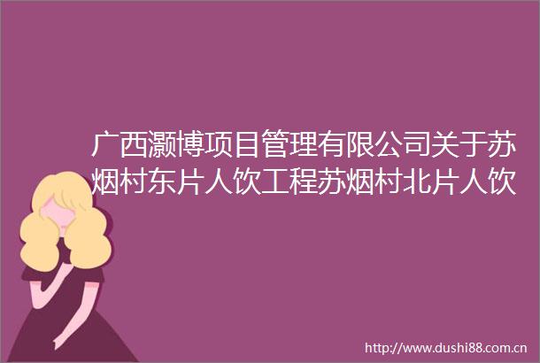 广西灏博项目管理有限公司关于苏烟村东片人饮工程苏烟村北片人饮工程的竞争性磋商公告