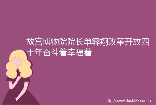 故宫博物院院长单霁翔改革开放四十年奋斗着幸福着