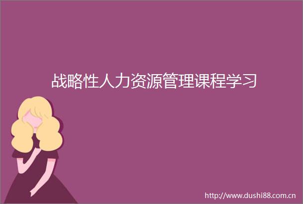 战略性人力资源管理课程学习
