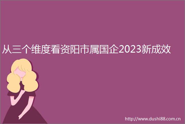 从三个维度看资阳市属国企2023新成效